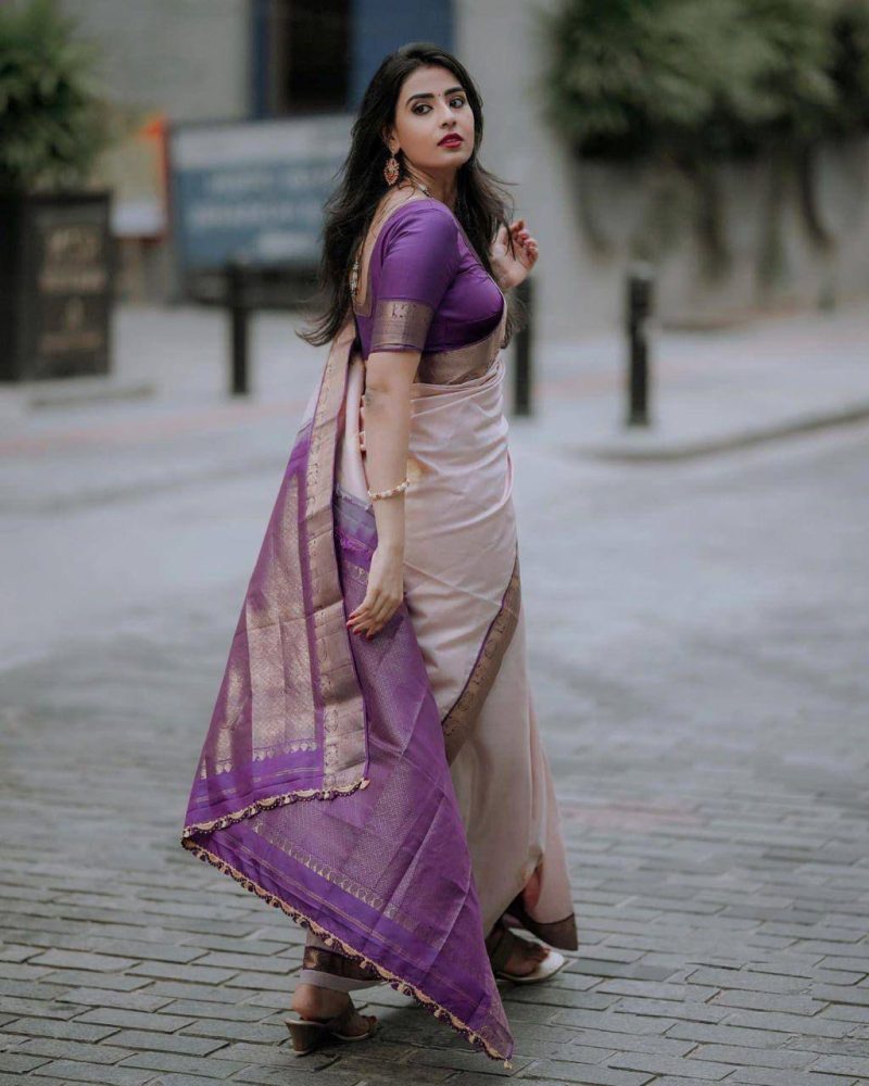 Soft Lichi Silk Saree – Timeless Elegance with Jacquard Work & Rich Pallu - Image 5